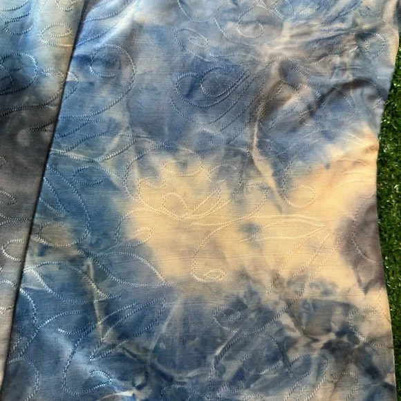 AB Studio Y2K Gray and Blue Ruched Sleeveless Embroidered Cowl Neck Tank Top - Picture 6 of 7